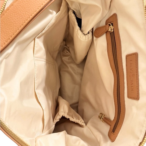 Lily Jade Cognac Leather Diaper Bag Backpack|Convertible Baby Bag Purse - Picture 3 of 5